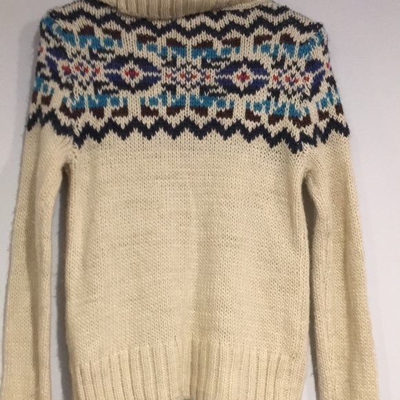 Prince & Fox Fair Isle Sweater Cream and Blue  Size Small - Picture 5 of 7